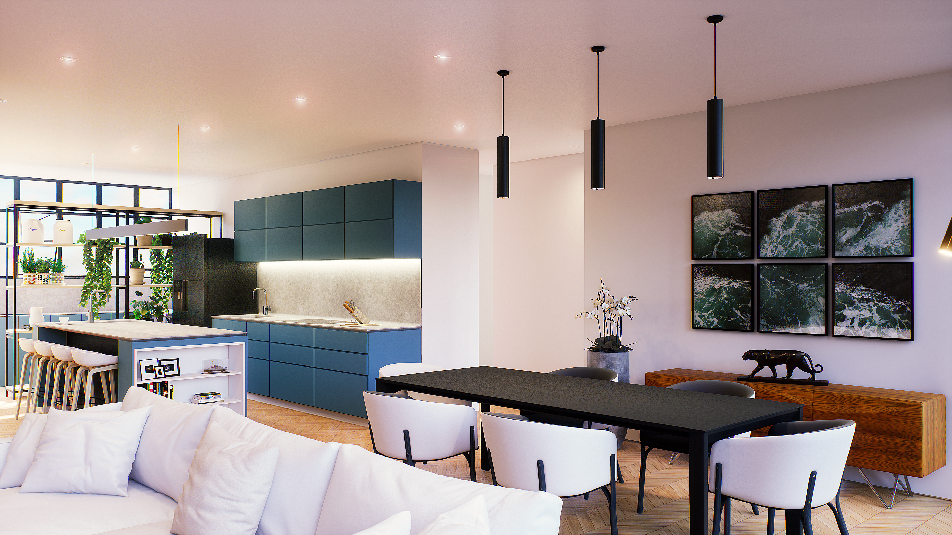 Living room and dining table
