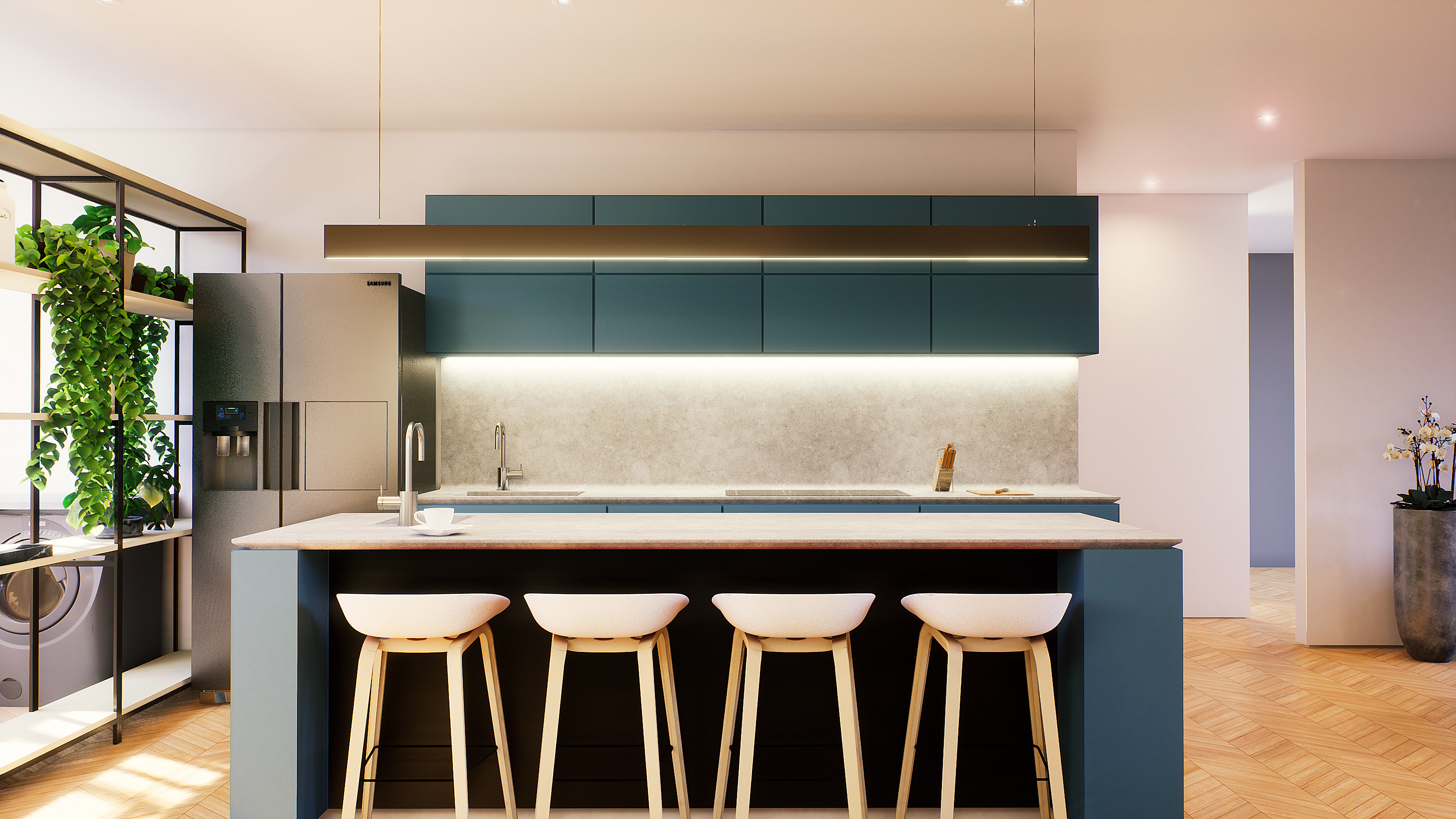 Bar stools at the kitchen island