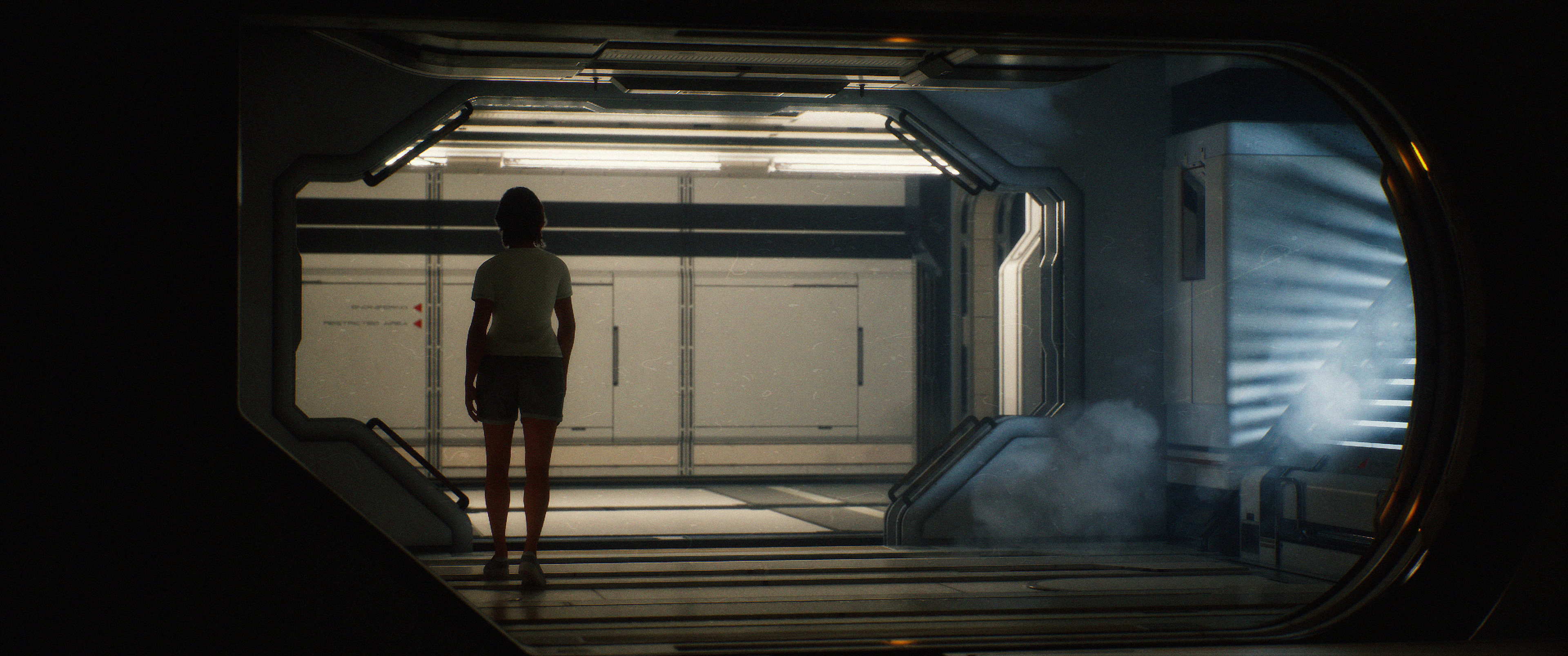 Corridor, cinematic wide shot