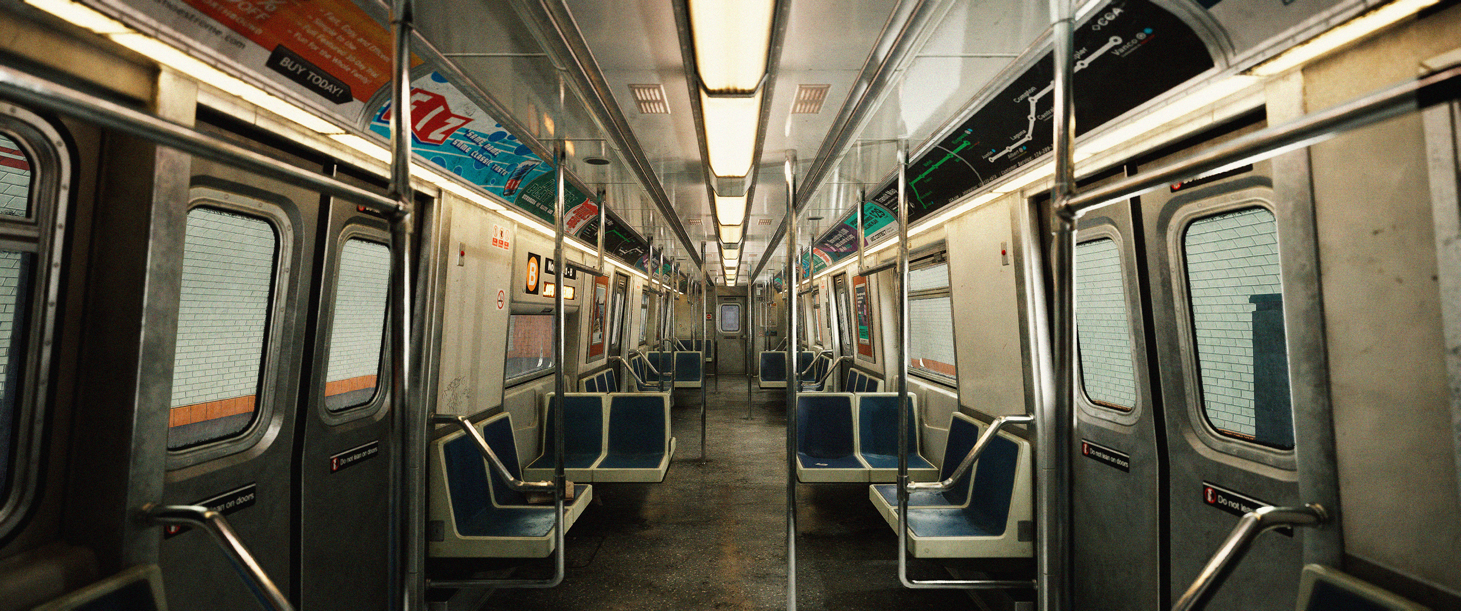 Wide view down the carriage