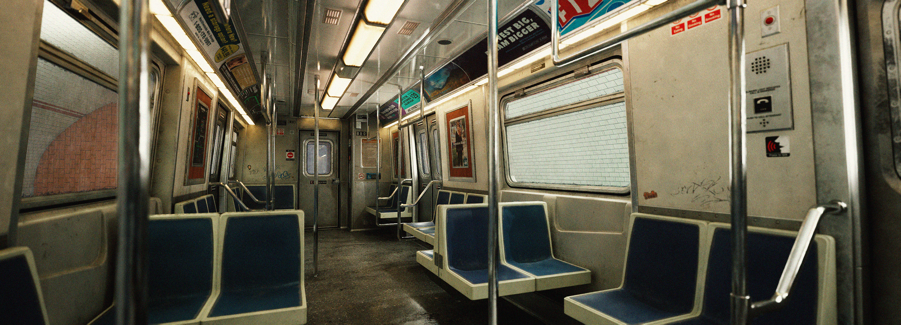 Seats and windows, cinematic crop